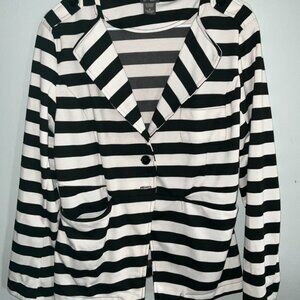 Black and White Stripes Soft Comfy Blazer Jacket Size 18